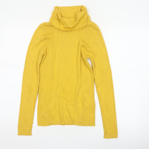 Création L Women Yellow Roll Neck Knit Jumper UK 10 Cotton Viscose