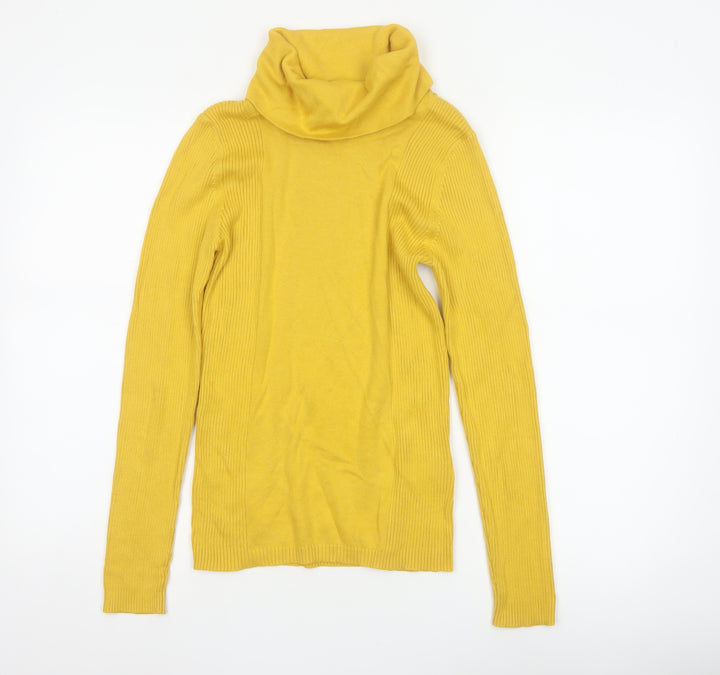 Création L Women Yellow Roll Neck Knit Jumper UK 10 Cotton Viscose