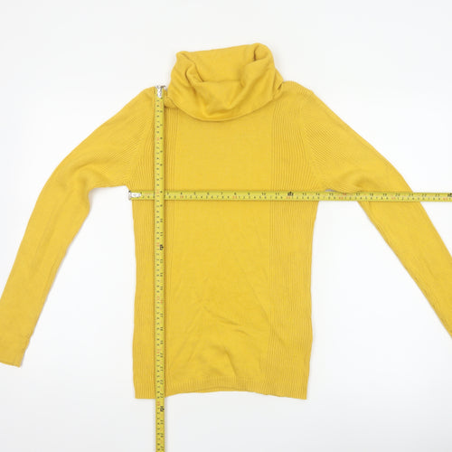 Création L Women Yellow Roll Neck Knit Jumper UK 10 Cotton Viscose