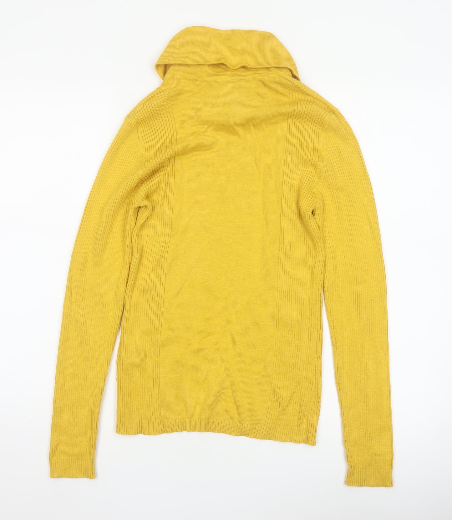 Création L Women Yellow Roll Neck Knit Jumper UK 10 Cotton Viscose
