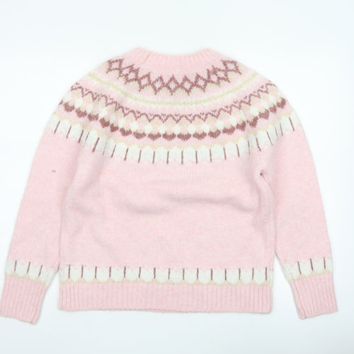 Primark Women Pink S Fair Isle Knit Crew Neck Jumper