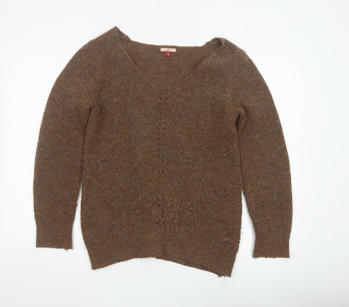 Joe Browns Women’s Brown Wool Blend V-Neck Jumper UK 12