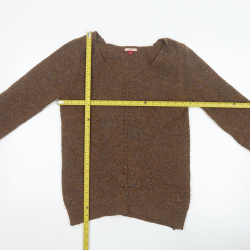 Joe Browns Women’s Brown Wool Blend V-Neck Jumper UK 12