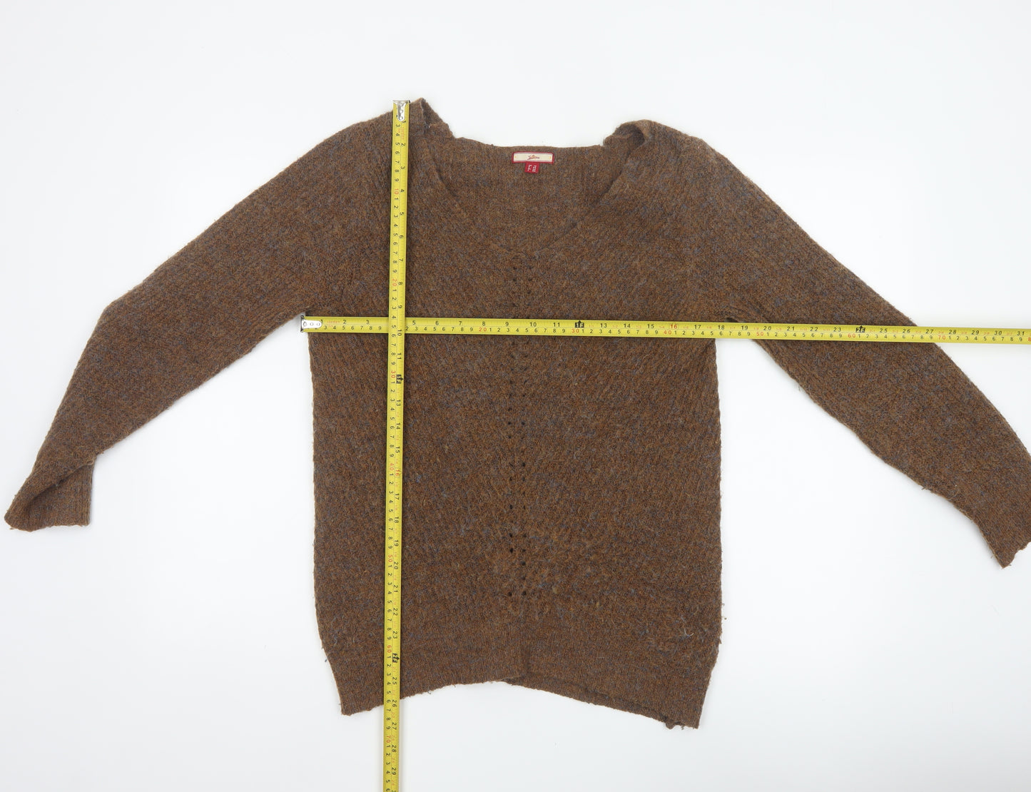 Joe Browns Women’s Brown Wool Blend V-Neck Jumper UK 12