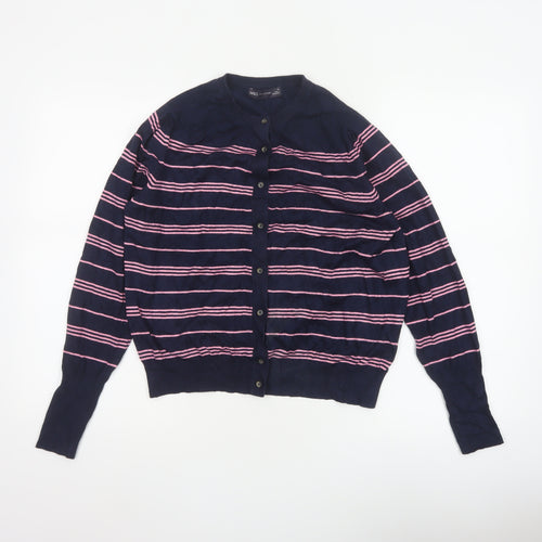 Marks and Spencer Women’s Blue Pink Striped Button Cardigan Size 14