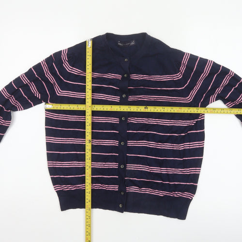 Marks and Spencer Women’s Blue Pink Striped Button Cardigan Size 14