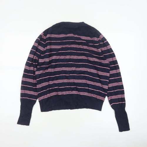 Marks and Spencer Women’s Blue Pink Striped Button Cardigan Size 14