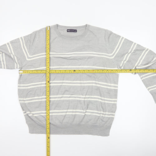 Marks and Spencer Women Grey White Stripe Knit Jumper Size 18
