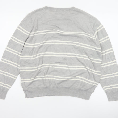 Marks and Spencer Women Grey White Stripe Knit Jumper Size 18
