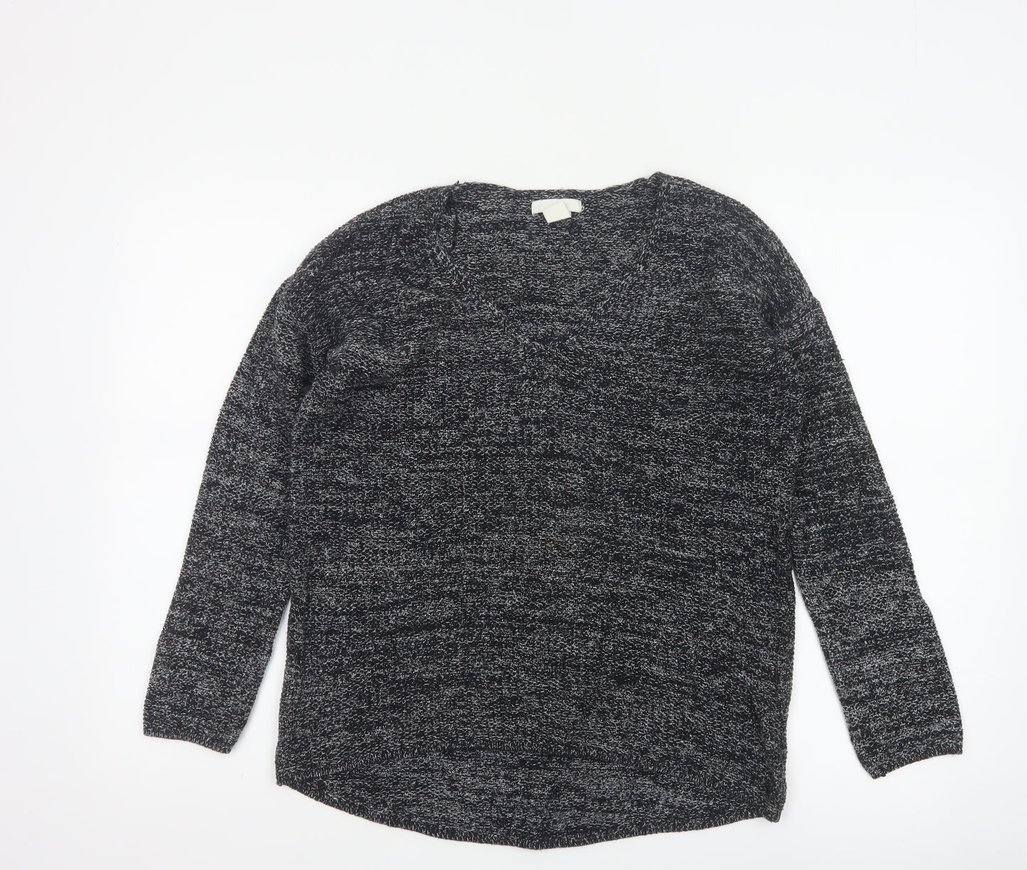 H&M Conscious Women Black Marl Open Knit Cardigan XS Long Sleeve
