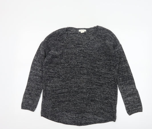 H&M Conscious Women Black Marl Open Knit Cardigan XS Long Sleeve