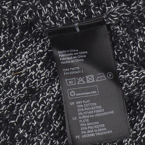 H&M Conscious Women Black Marl Open Knit Cardigan XS Long Sleeve