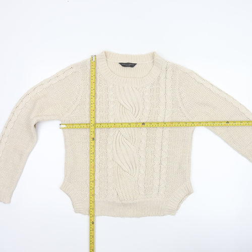 Dorothy Perkins Women’s Ivory Cable Knit Jumper UK 14 Round Neck