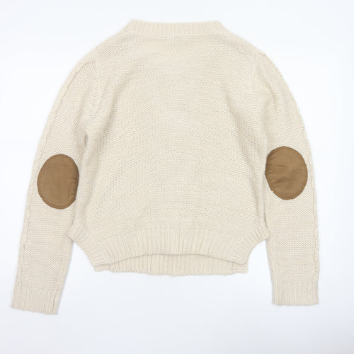 Dorothy Perkins Women’s Ivory Cable Knit Jumper UK 14 Round Neck