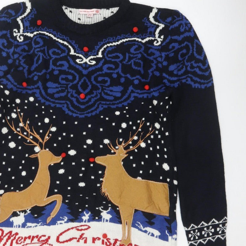 You Look Ugly Today Men's Black XL Christmas Reindeer Knit Pullover