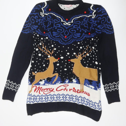 You Look Ugly Today Men's Black XL Christmas Reindeer Knit Pullover