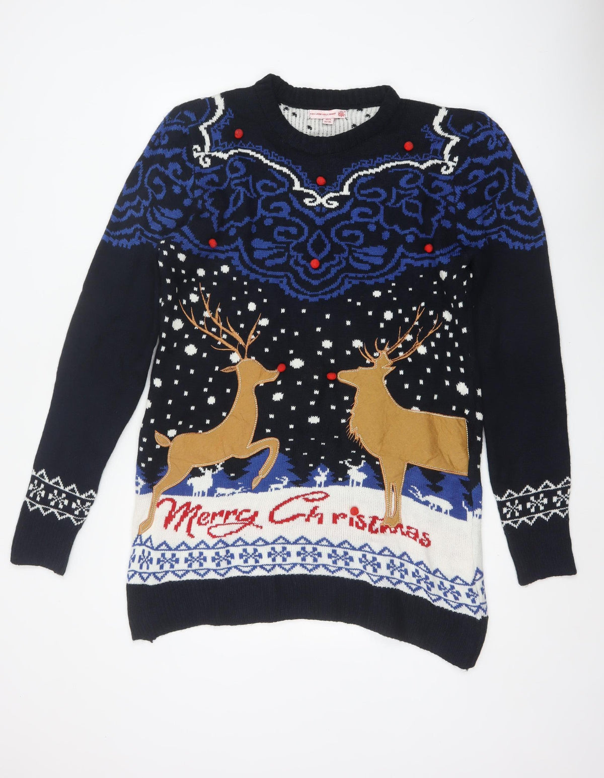 You Look Ugly Today Men's Black XL Christmas Reindeer Knit Pullover