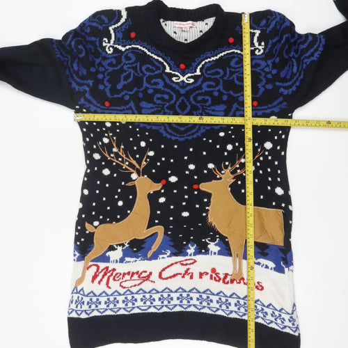 You Look Ugly Today Men's Black XL Christmas Reindeer Knit Pullover