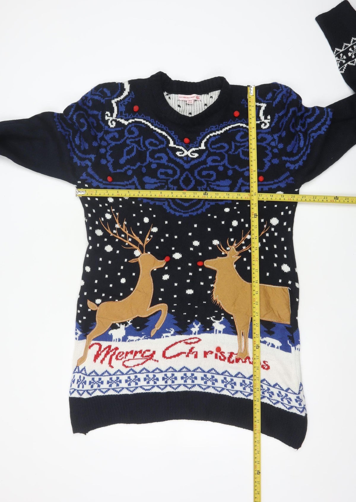 You Look Ugly Today Men's Black XL Christmas Reindeer Knit Pullover