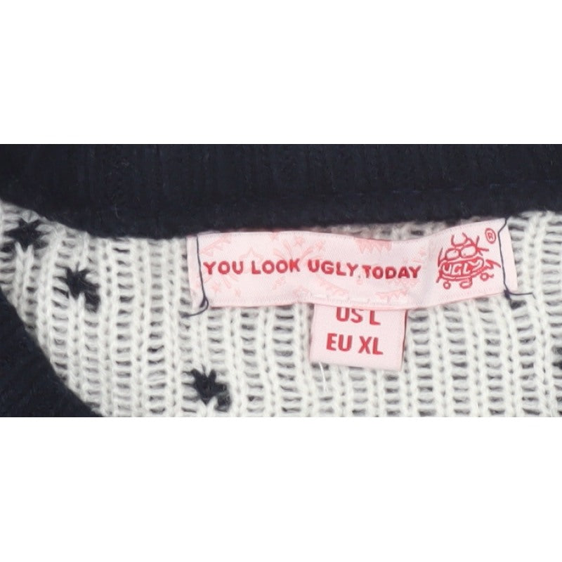 You Look Ugly Today Men's Black XL Christmas Reindeer Knit Pullover
