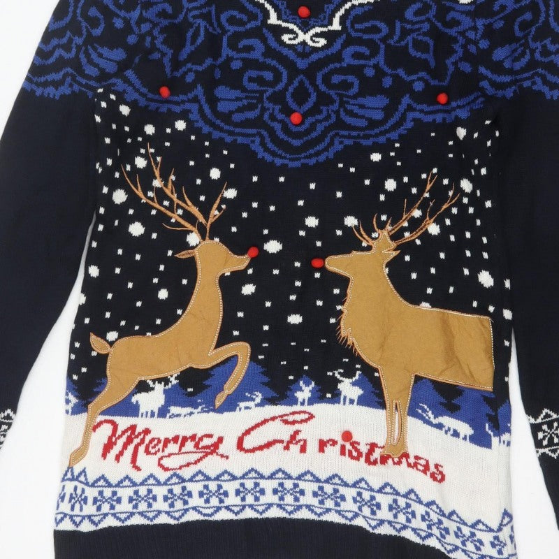 You Look Ugly Today Men's Black XL Christmas Reindeer Knit Pullover