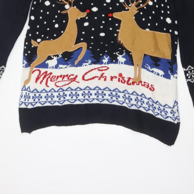 You Look Ugly Today Men's Black XL Christmas Reindeer Knit Pullover