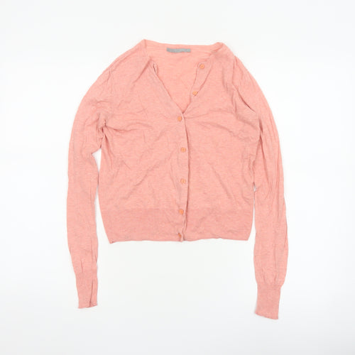 COS Women Pink XS Cotton V-Neck Button Knit Cardigan