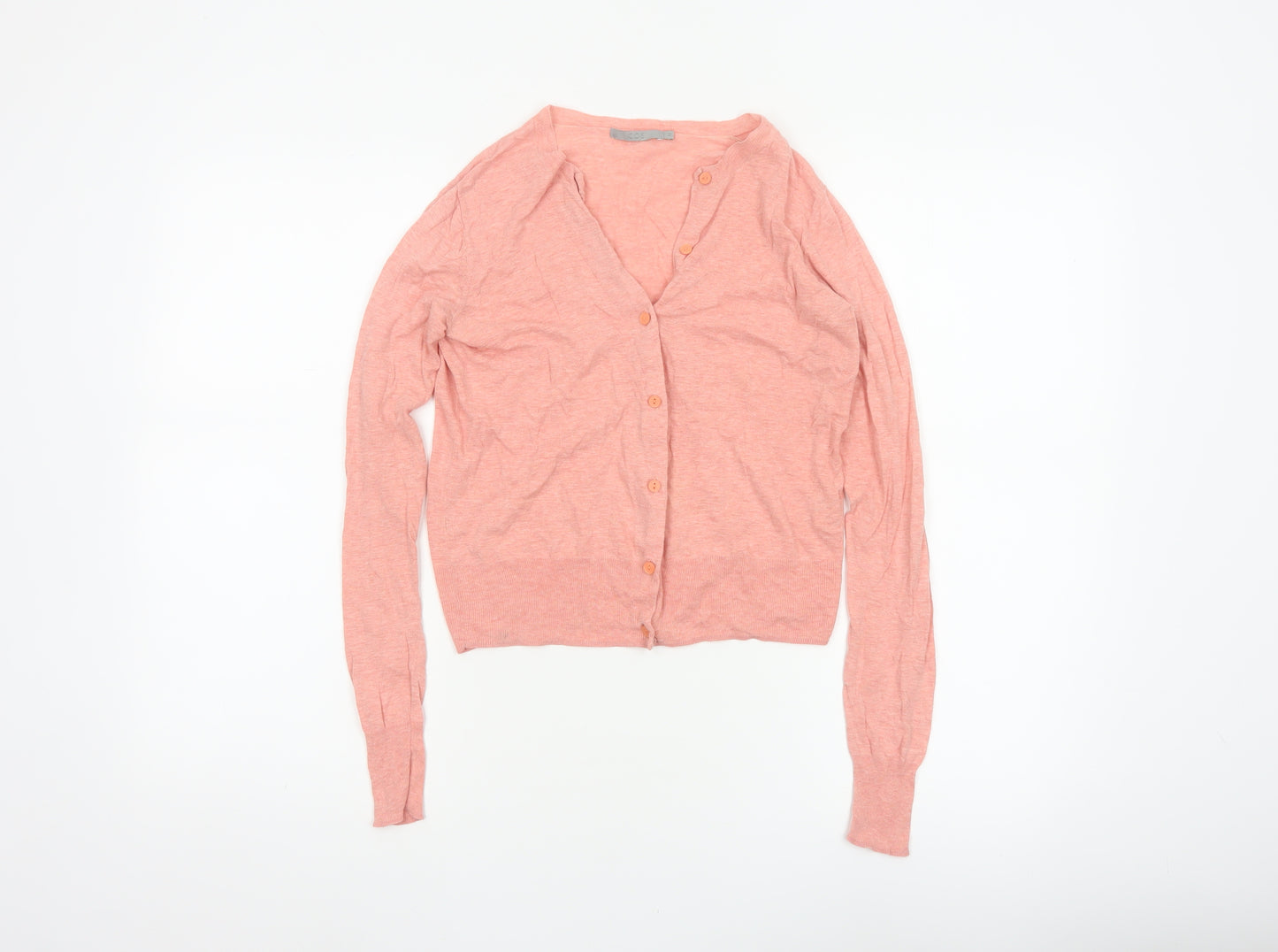 COS Women Pink XS Cotton V-Neck Button Knit Cardigan