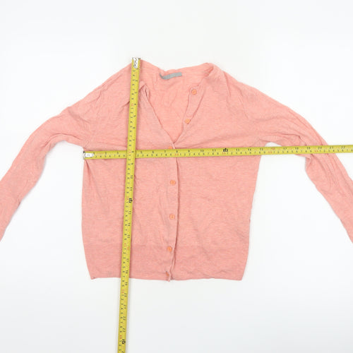 COS Women Pink XS Cotton V-Neck Button Knit Cardigan