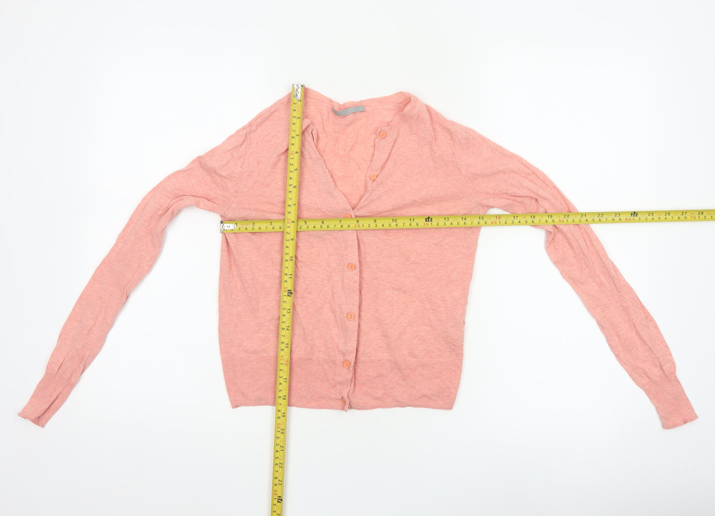 COS Women Pink XS Cotton V-Neck Button Knit Cardigan