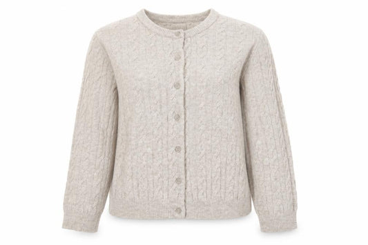 H&M Women’s Beige Cable Knit Button Cardigan UK 12 Long Sleeve