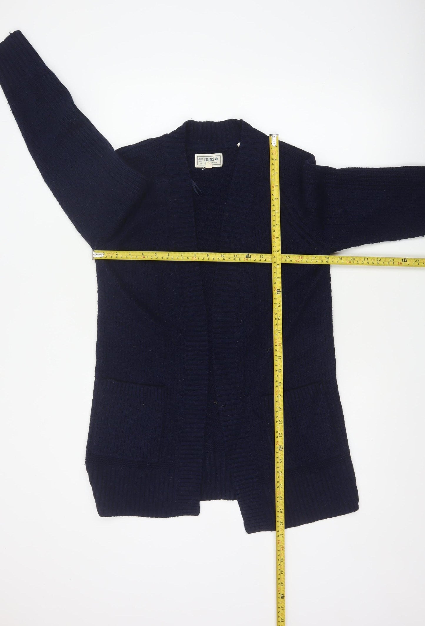 FatFace Women’s Blue UK 8 Cable Knit Open Pocket Cardigan