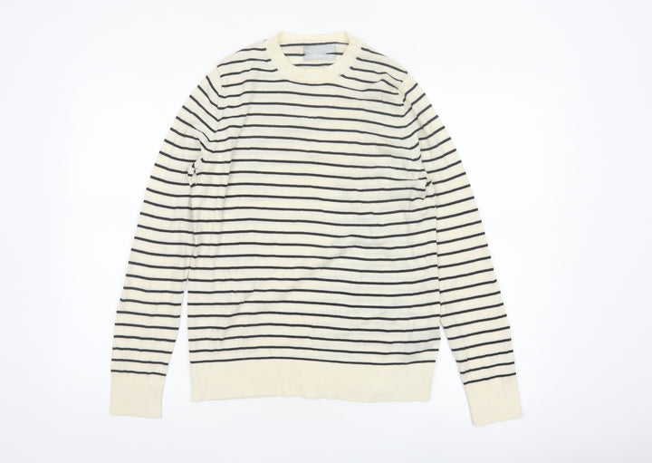 Marks and Spencer Women’s Ivory Stripe Merino Wool Pullover Jumper UK 12