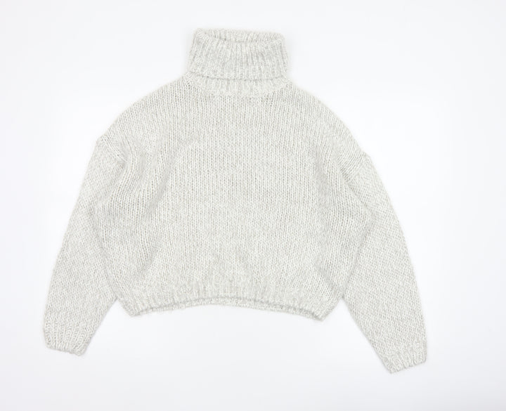 H&M Women Ivory M Chunky Knit Roll Neck Oversized Jumper