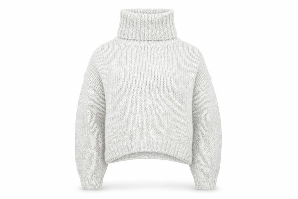 Front view of H&M Women Ivory M Chunky Knit Roll Neck Oversized Jumper