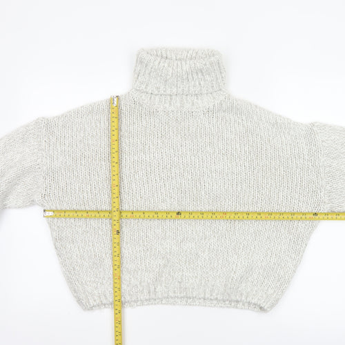H&M Women Ivory M Chunky Knit Roll Neck Oversized Jumper