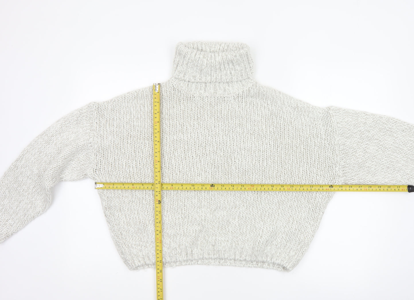 H&M Women Ivory M Chunky Knit Roll Neck Oversized Jumper