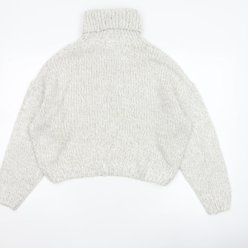 H&M Women Ivory M Chunky Knit Roll Neck Oversized Jumper