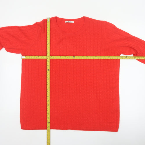 Tu Women’s Red Size 20 Cable Knit Crew Neck Jumper Button Cuffs
