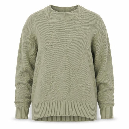 M&S Women’s Green XS Geometric Cotton Knit Crew Neck Jumper