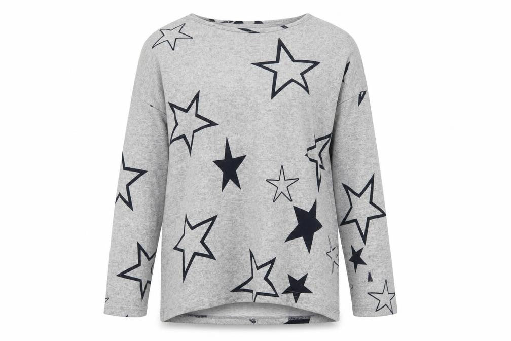 Front view of LTS Women’s Grey Star Print Long Sleeve jumper UK 12