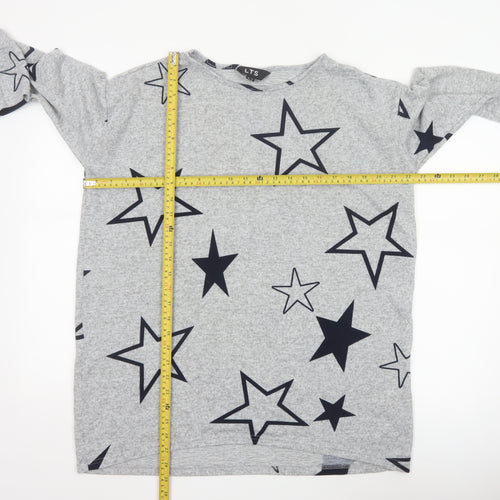 LTS Women’s Grey Star Print Long Sleeve Pullover Jumper UK 12