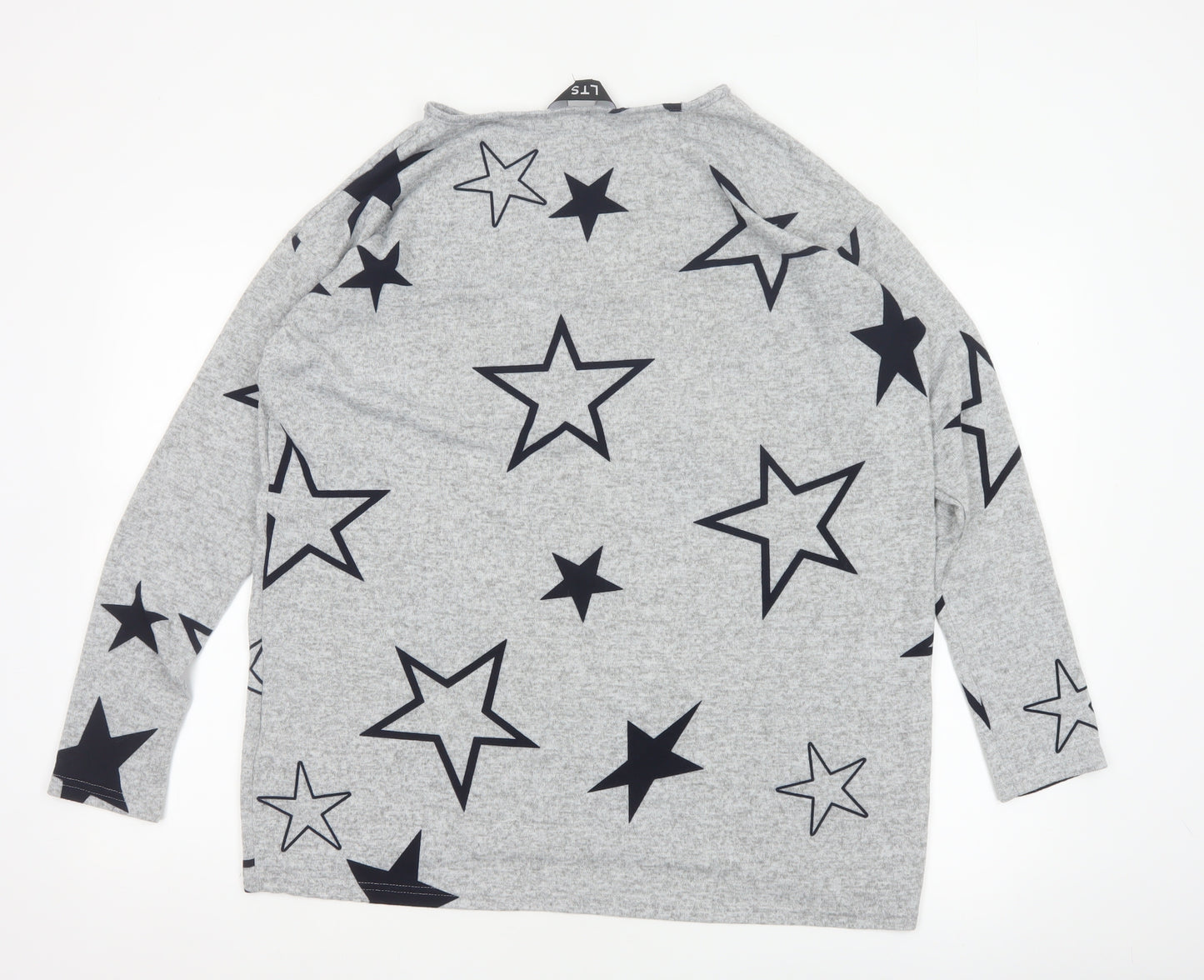 LTS Women’s Grey Star Print Long Sleeve Pullover Jumper UK 12