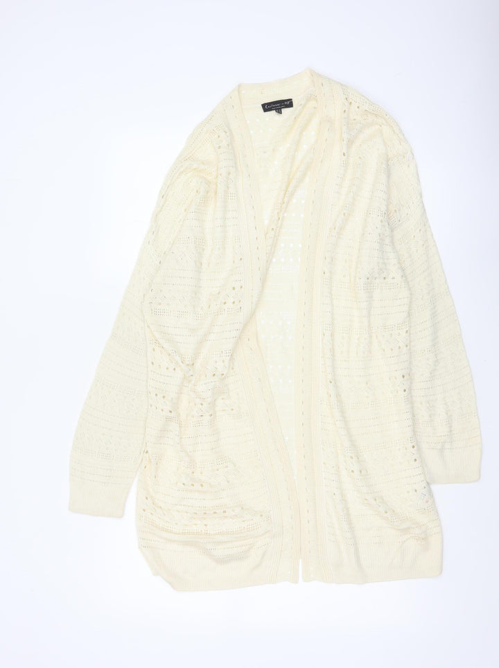 Knitwear by F&F Women Ivory UK 14 Open Knit Long Cardigan