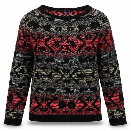 Warehouse Women’s Multicoloured Aztec Knit Jumper UK 12 Crew Neck