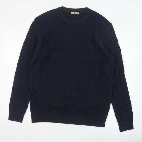 Tu Men’s Navy Blue M Cable Knit Crew Neck Pullover Jumper