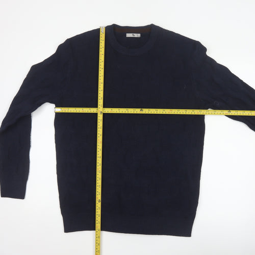 Tu Men’s Navy Blue M Cable Knit Crew Neck Pullover Jumper