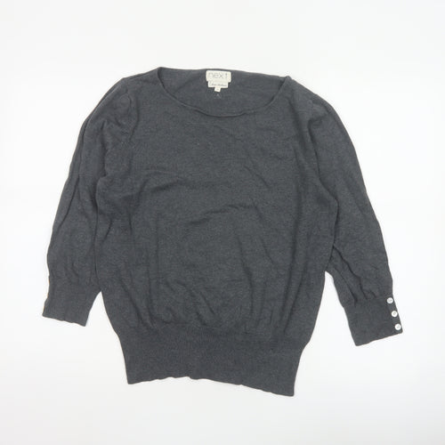 Next Women’s Grey Size 16 Modal Knit Scoop Neck Button Jumper