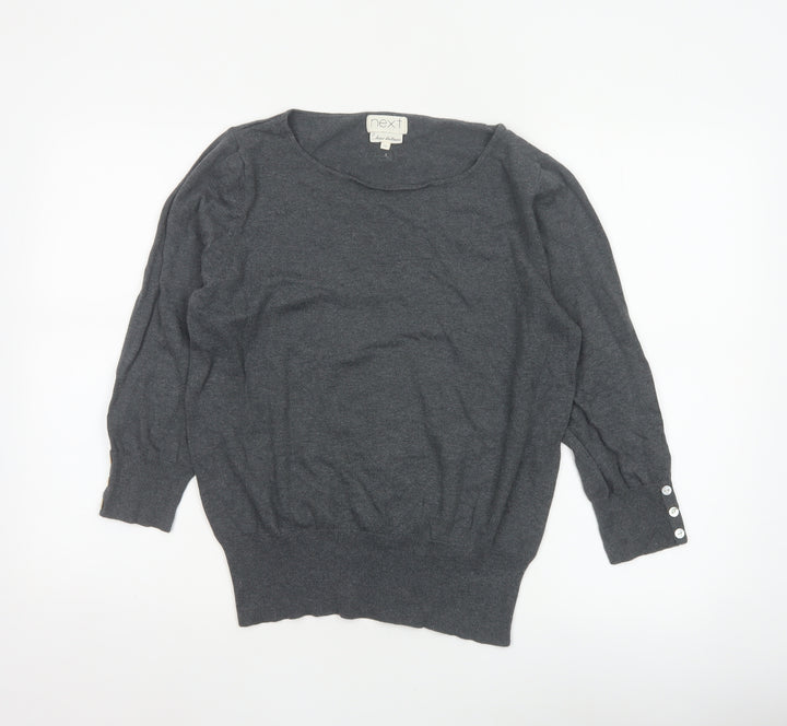 Next Women’s Grey Size 16 Modal Knit Scoop Neck Button Jumper