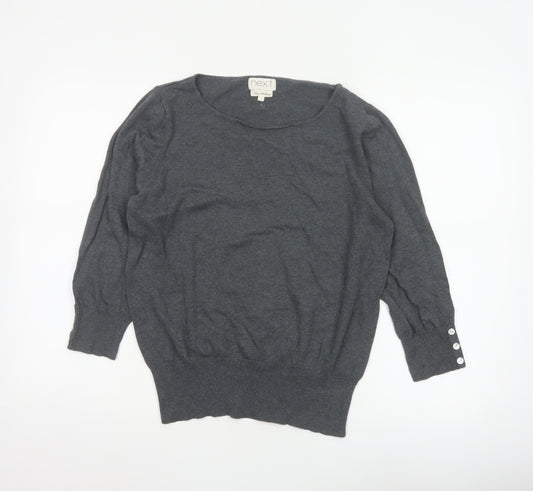 Next Women’s Grey Size 16 Modal Knit Scoop Neck Button Jumper